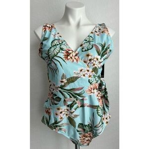 Floral Wrap Side Tie Swim Suit XL